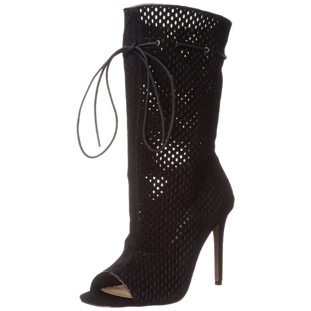 Steve Madden Forsaken Peep-Toe Mid-Calf Perforated Booties